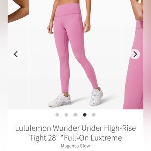 Lululemon Wunder Under Magenta Glow Leggings Size 4